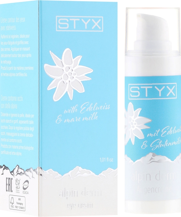 Nawilżający krem pod oczy z alpejskimi ziołami i mlekiem klaczy - Styx Naturcosmetic Alpin Derm Eye Cream — Zdjęcie N1