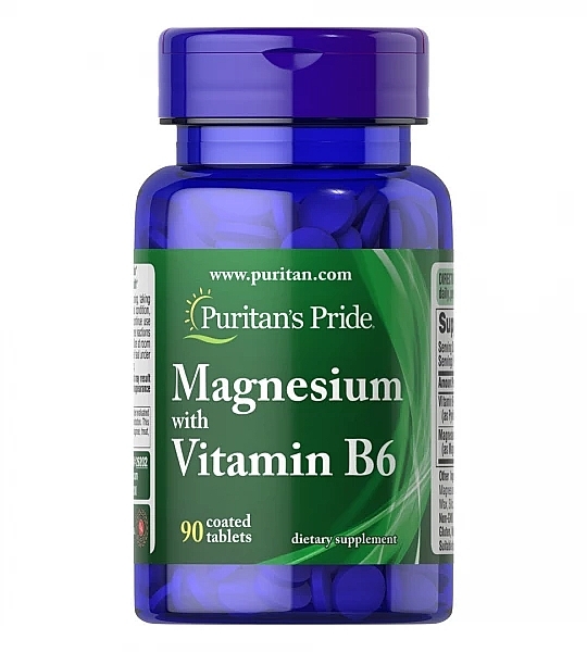 Suplement diety Magnez i B6 - Puritan's Pride Magnesium with Vitamin B6 — Zdjęcie N1