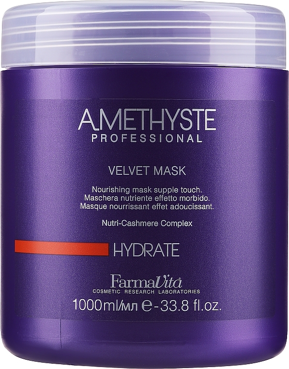 Nawilżająca maska do włosów suchych i osłabionych - Farmavita Amethyste Hydrate Velvet Mask — Zdjęcie N2