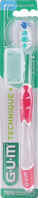Szczoteczka do zębów Technique+, miękka, różowa - G.U.M Soft Compact Toothbrush — Zdjęcie N1