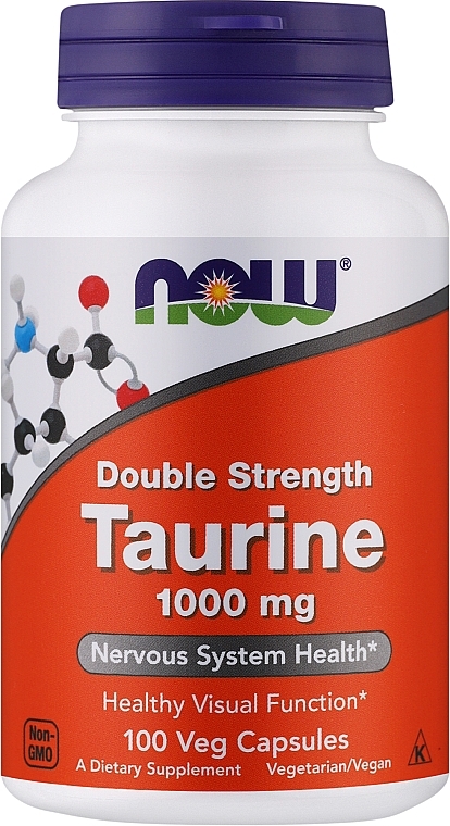 Aminokwas Tauryna, 1000 mg - Now Foods Taurine 1000mg Double Strength Veg Capsules — Zdjęcie N1
