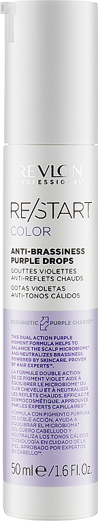 Serum do włosów farbowanych z fioletowym pigmentem - Revlon Professional Restart Color Anti-Brassiness Purple Drops — Zdjęcie N1