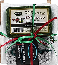 Kup Zestaw, mydło o zapachu drzewa sandałowego - Kalliston (soap/100g + soap/dish/1pc + stone/1pc + towel/1pc)
