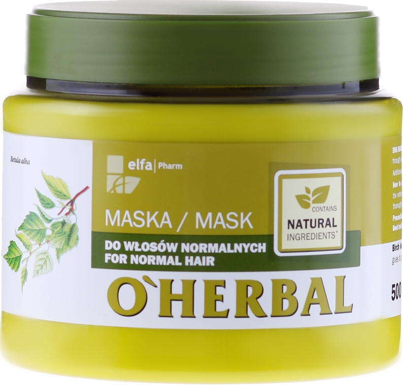 Maska z ekstraktem z brzozy do włosów normalnych - O'Herbal — Zdjęcie N1