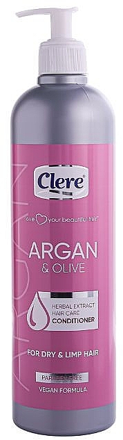 Odżywka do włosów suchych Argan i drzewo oliwne - Clere Argan & Olive Conditioner — Zdjęcie N1