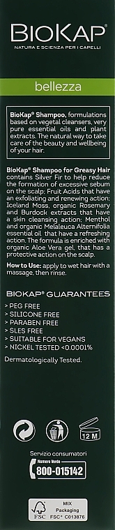 Szampon do włosów przetłuszczających się - BiosLine BioKap Shampoo For Oily Hair With Silver Fir And Rosemary — Zdjęcie N2