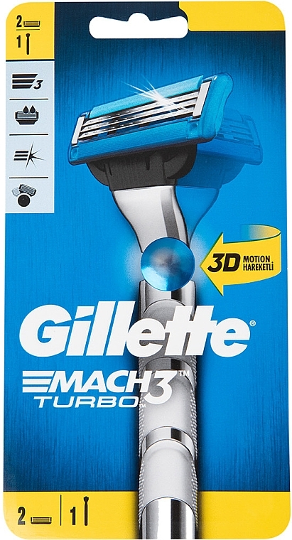 Maszynka do golenia z 2 wymiennymi wkładami - Gillette Mach 3 Turbo — Zdjęcie N1