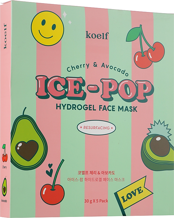 Hydrożelowa maseczka do twarzy Wiśnia i awokado - Petitfee & Koelf Cherry & Avocado Ice-Pop Hydrogel Face Mask