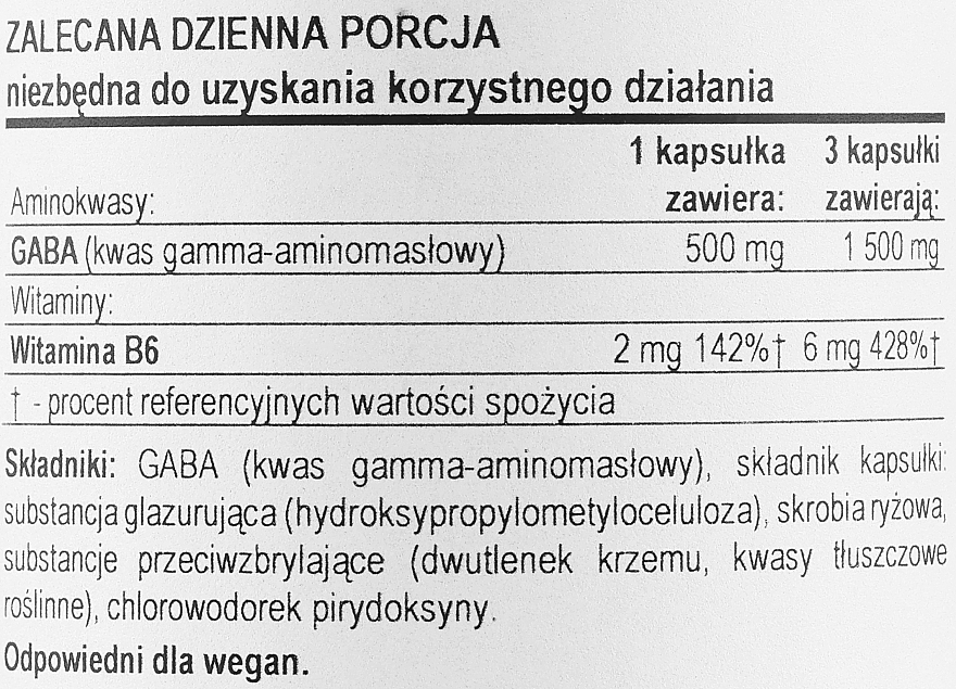 Aminokwas GABA z witaminą B6, 500 mg - Now Foods GABA with Vitamin B6 500 mg — Zdjęcie N3