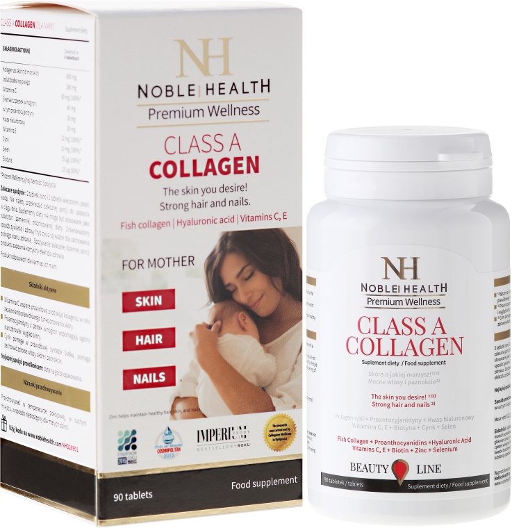 Kolagen w tabletkach dla mamy - Noble Health Premium Wellnes Class A Collagen