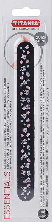Pilnik polerski, 17,5 cm, ziarnistość 400/400, 1460 B, czarny - Titania Rapid Gloss Buffer & Stick On Nails — Zdjęcie N1