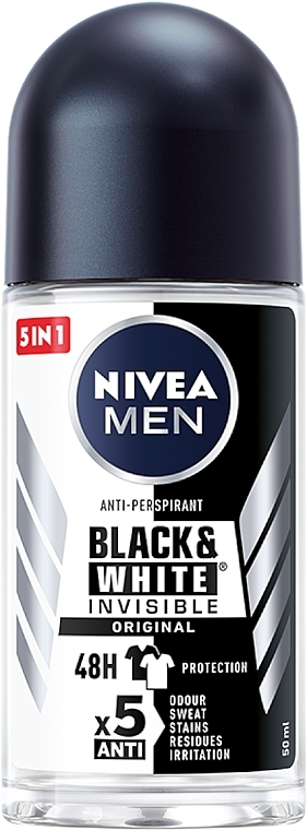 Antyperspirant w kulce dla mężczyzn - NIVEA MEN Invisible For Black & White Power Deodorant Roll-On