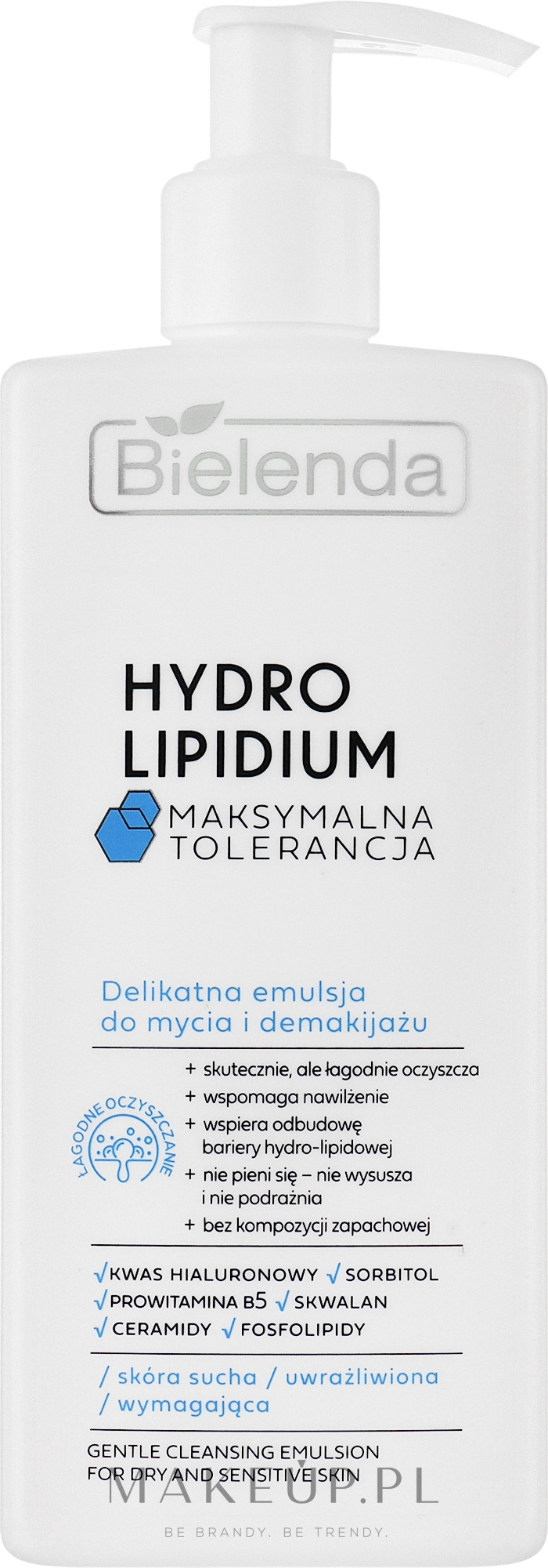Delikatna emulsja do mycia i demakijażu - Bielenda Hydro Lipidium — Zdjęcie 300 ml