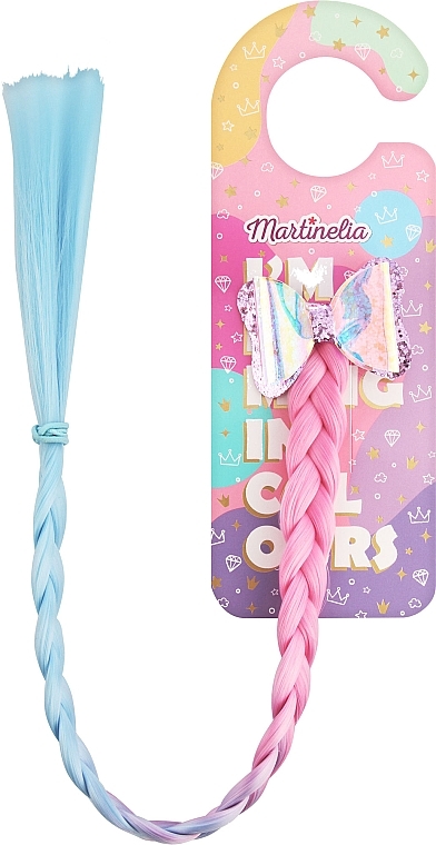 Spinka do włosów 8905B, z różowo-niebieskim warkoczem - Martinelia Door Hanger Hair Clip Extension — Zdjęcie N1