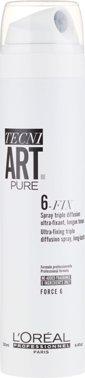 Maksymalnie utrwalający spray do włosów - L'Oreal Professionnel Tecni.Art Tecni. Art Pure 6-Fix Spray