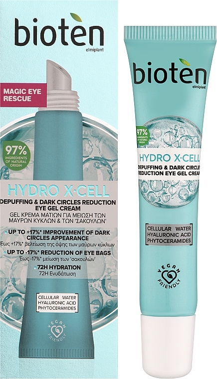 Krem-żel pod oczy na cienie i opuchliznę - Bioten Hydro X-Cell Depuffing & Dark Circles Reduction Eye Gel Cream — Zdjęcie N2