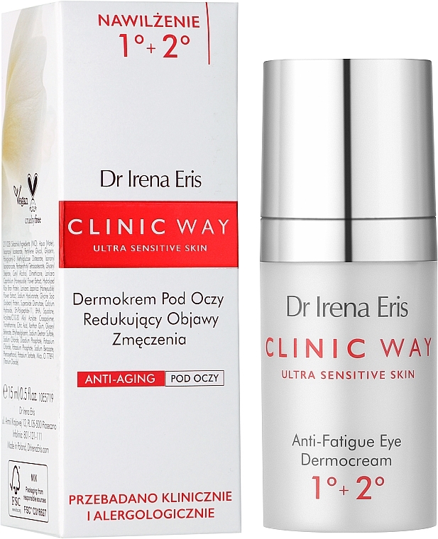 Krem pod oczy Hialuronowe wygładzenie - Dr Irena Eris Clinic Way 1°-2° Anti-Wrinkle Skin Care Around The Eyes — Zdjęcie N2