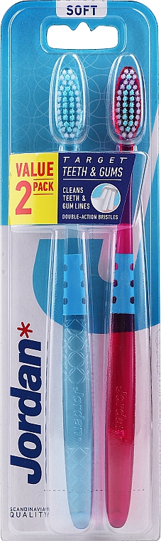 Miękkie szczoteczki do zębów, rózowa + błękitna - Jordan Target Teeth & Gums Soft — Zdjęcie N3