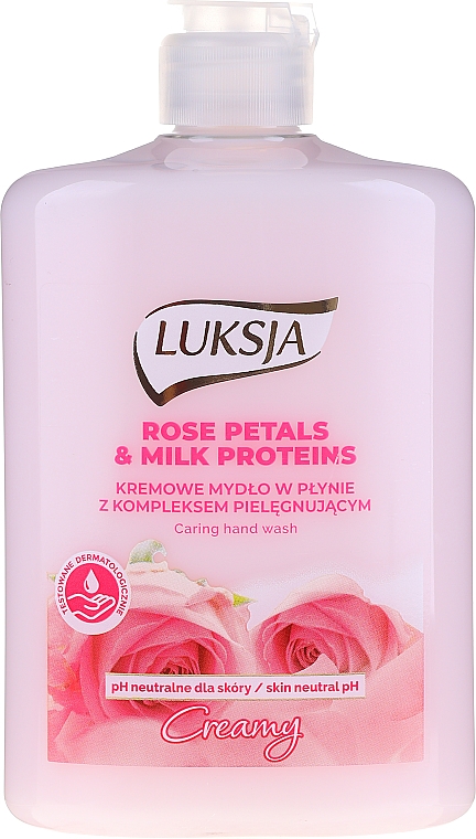 Nawilżające mydło w płynie do rąk Płatki róż i proteiny mleka - Luksja Creamy Rose Petal & Milk Proteins