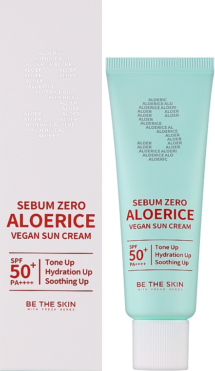 Filtr przeciwsłoneczny do twarzy - Be The Skin Sebum Zero Aloerice Vegan Sun Cream SPF50+ PA++++ — Zdjęcie N2