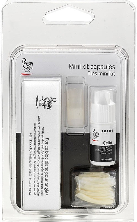 Zestaw - Peggy Sage Tips Mini Kit (tips/20 + glue/3g + acc) — Zdjęcie N1