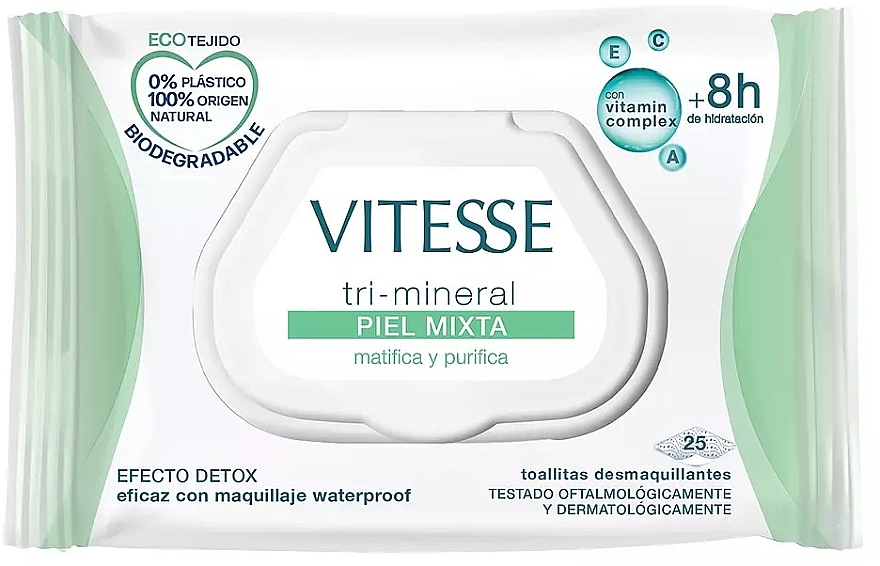 Chusteczki do demakijażu do skóry mieszanej - Vitesse Make Up Remover Wipes Tri-Mineral  — Zdjęcie N1