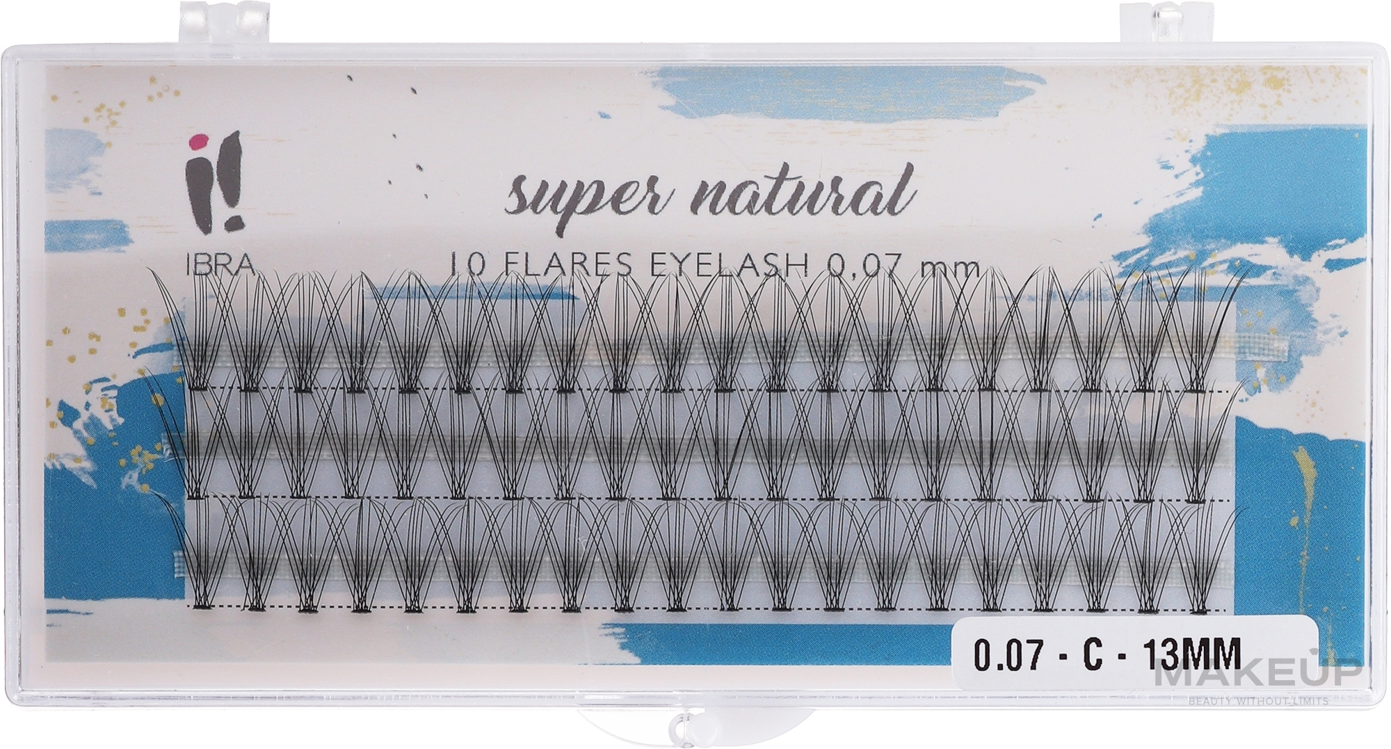 Kępki rzęs 13 mm - Ibra 10 Flares Eyelash Knot Free Naturals C 0,07 mm — Zdjęcie 60 szt.