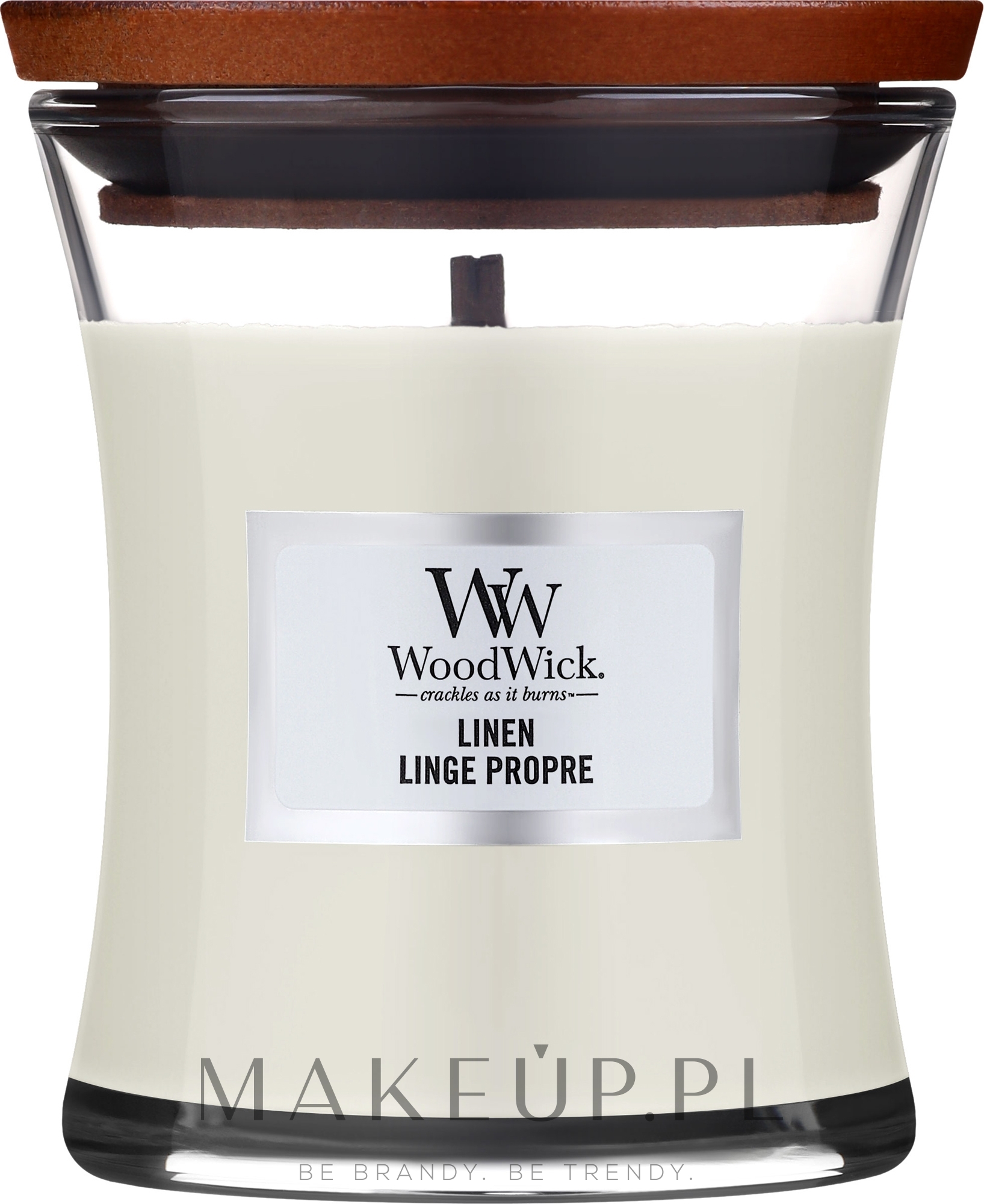 Świeca zapachowa w szkle - WoodWick Hourglass Candle Linen — Zdjęcie 85 g