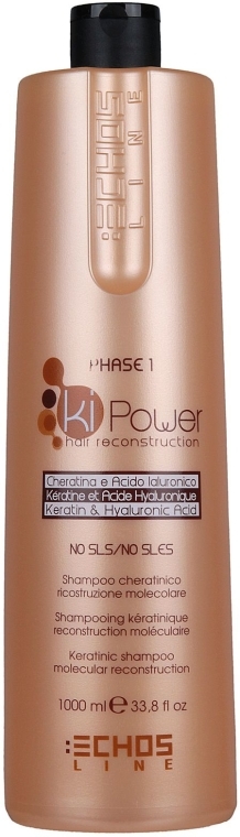 Oczyszczający szampon keratynowy do zniszczonych i pozbawionych witalności włosów - Echosline Ki Power