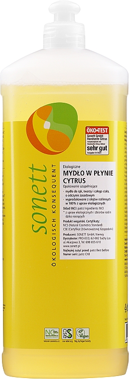 Mydło w płynie do rąk i ciała z dozownikiem Cytrus - Sonett Hand Soap Citrus — Zdjęcie N3