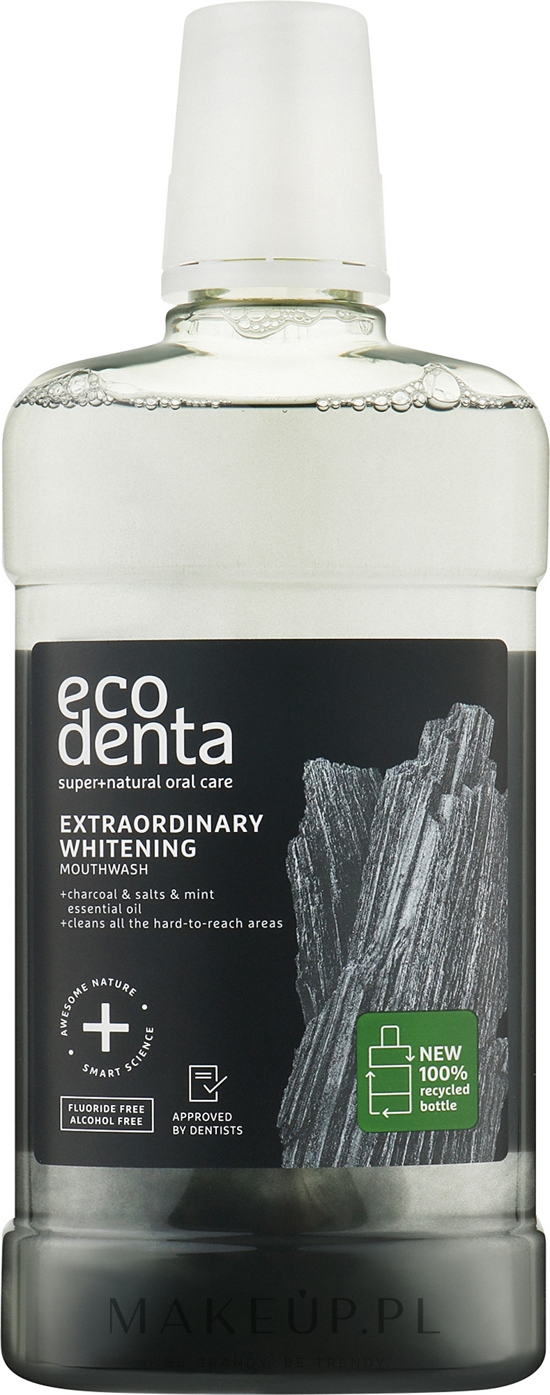 Wybielający płyn do płukania jamy ustnej - Ecodenta Extra Whitening Mouthwash With Black Charcoal — Zdjęcie 500 ml