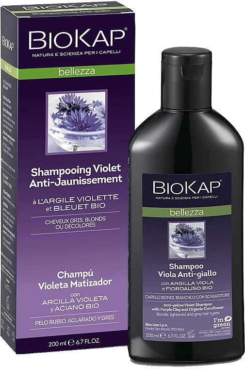 Szampon zapobiegający żółknięciu włosów - BiosLine Biokap Violet Anti-Jaune Shampoo — Zdjęcie N1