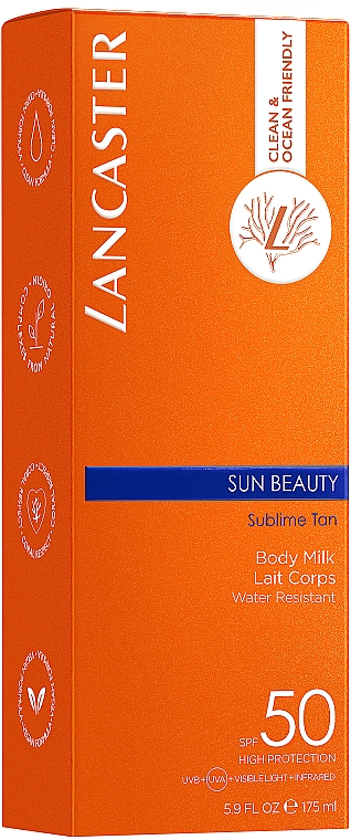 Wodoodporne mleczko do ciała z filtrem przeciwsłonecznym - Lancaster Sun Beauty Sublime Tan Body Milk SPF50 — Zdjęcie N3