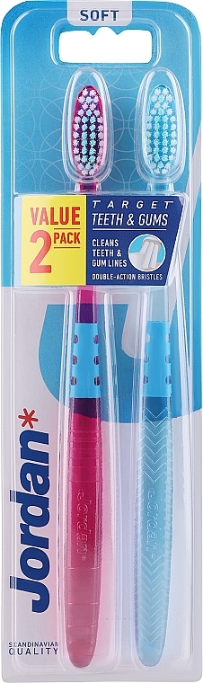 Miękkie szczoteczki do zębów, rózowa + błękitna - Jordan Target Teeth & Gums Soft — Zdjęcie N9
