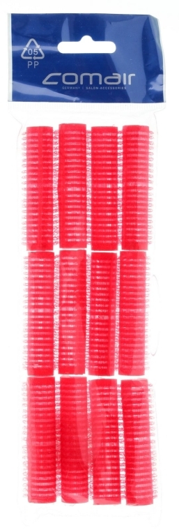 Zestaw wałków na rzep, 12 sztuk, 13 mm, czerwone - Comair Velcro plus