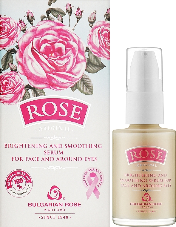 Rozjaśniająco-wygładzające serum do twarzy i oczu - Bulgarian Rose Rose Original Brightening & Smoothing Face & Eye Serum — Zdjęcie N2