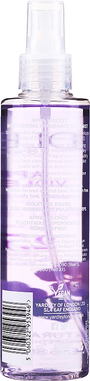 Yardley April Violets Body Mist - Perfumowana mgiełka nawilżająca do ciała Angielski hiacyntowiec — Zdjęcie N2
