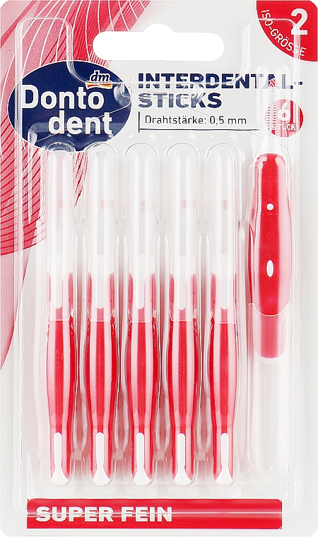 Szczoteczki międzyzębowe, 0,5 mm, czerwone - Dontodent Interdental-Sticks ISO 2 — Zdjęcie N1