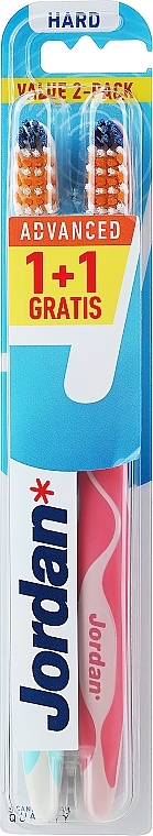 Szczoteczka do zębów twarda, niebieska + różowa - Jordan Advanced Toothbrush — Zdjęcie N1