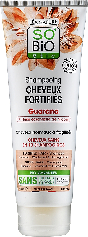 Wzmacniający szampon do włosów z guaraną - So'Bio Etic Shampoo With Guarana & Niaouli Oil — фото N1