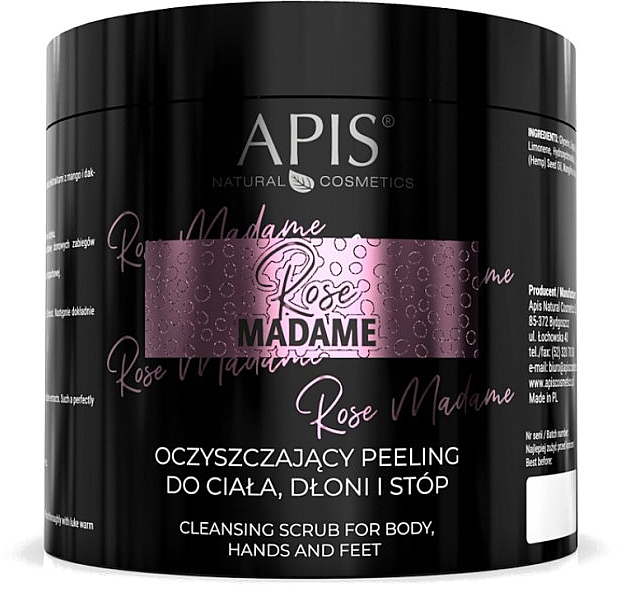 Oczyszczający peeling do ciała, stóp i dłoni - APIS Professional Rose Madame Cleansing Scrub For The Body, Feet & Hands