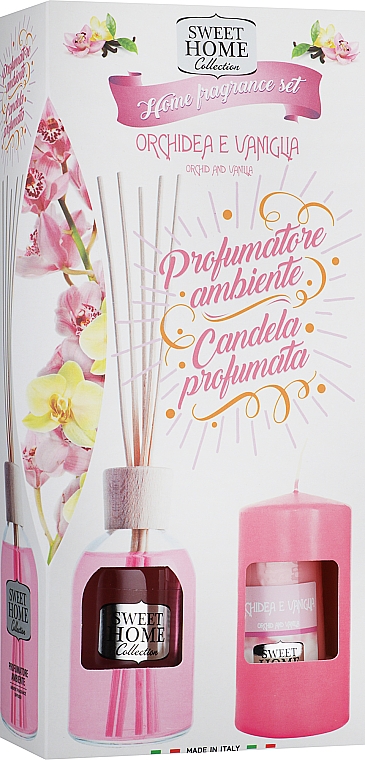 Zestaw - Sweet Home Collection Orchid & Vanilla (diffuser/100ml + candle/135g) — Zdjęcie N1