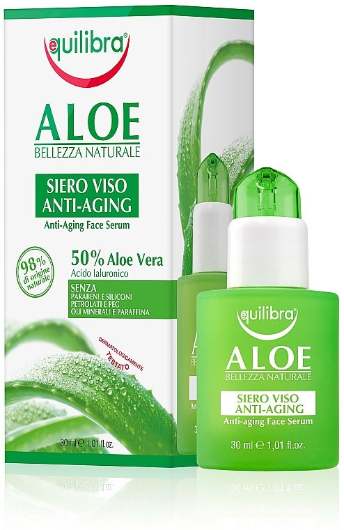 Aloesowe serum przeciwstarzeniowe do twarzy z kwasem hialuronowym - Equilibra Aloe Line Serum