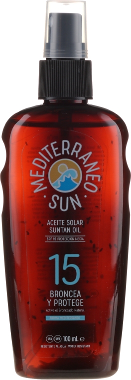 Olejek do opalania - Mediterraneo Sun Coconut Suntan Oil Dark Tanning SPF15 — Zdjęcie N1