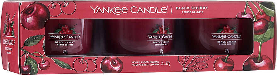 Zestaw świec zapachowych Czarna wiśnia - Yankee Candle Black Cherry (candle/3x37g) — Zdjęcie N1