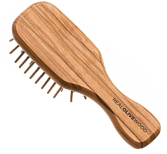 Miniszczotka do włosów z drewna oliwnego - Hydrea London Olive Wood Mini Anti-Static Hair Brush — Zdjęcie N2