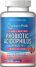 Suplement diety Truskawka - Puritan's Pride Probiotic Acidophilus With Lactis Strawberry  — Zdjęcie N1