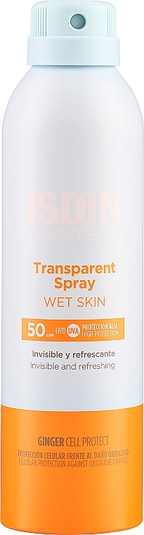 Przeciwsłoneczny spray transparentny - Isdin Fotoprotector Transparent Spray Wet Skin SPF 50+ — Zdjęcie N3