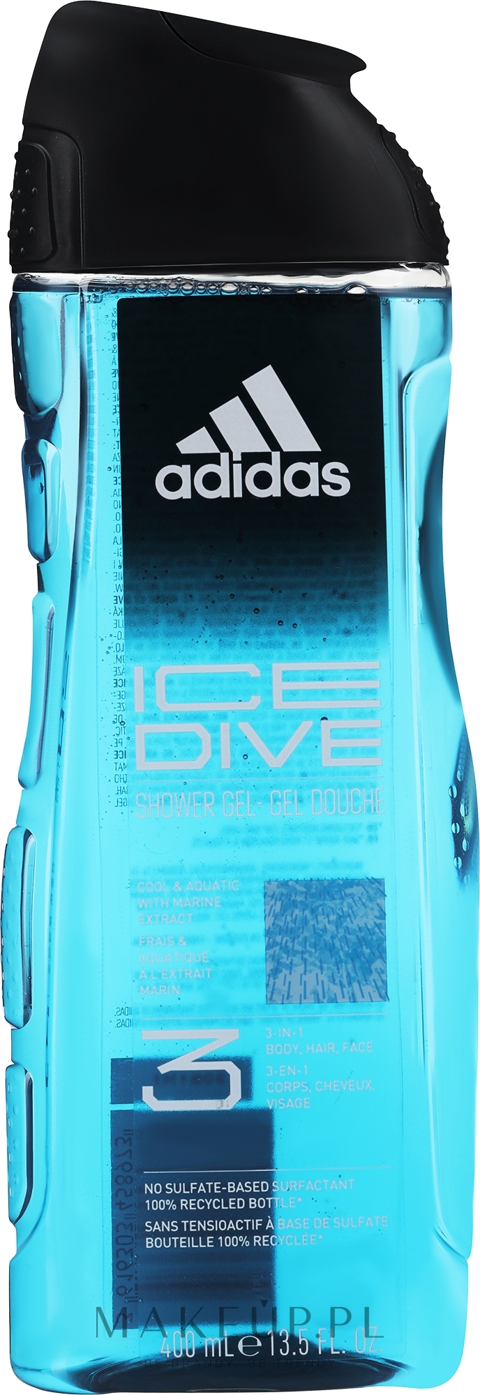 Adidas Ice Dive 3 - Żel pod prysznic dla mężczyzn do ciała, włosów i twarzy — Zdjęcie 400 ml
