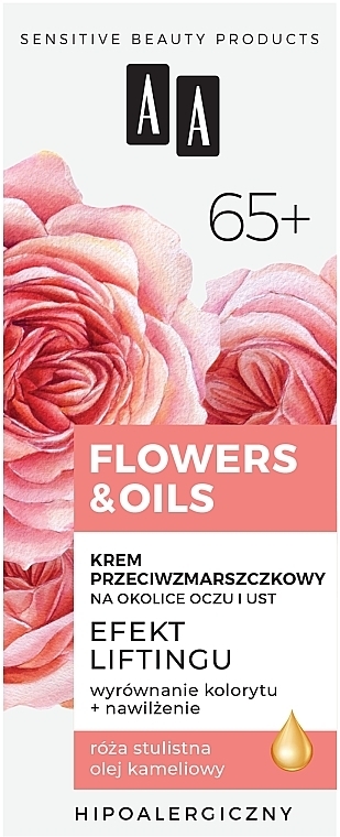 Krem pod oczy i usta liftingujący 65+ - AA Flowers & Oils Lifting Effect Eyes And Lip Cream — Zdjęcie N3